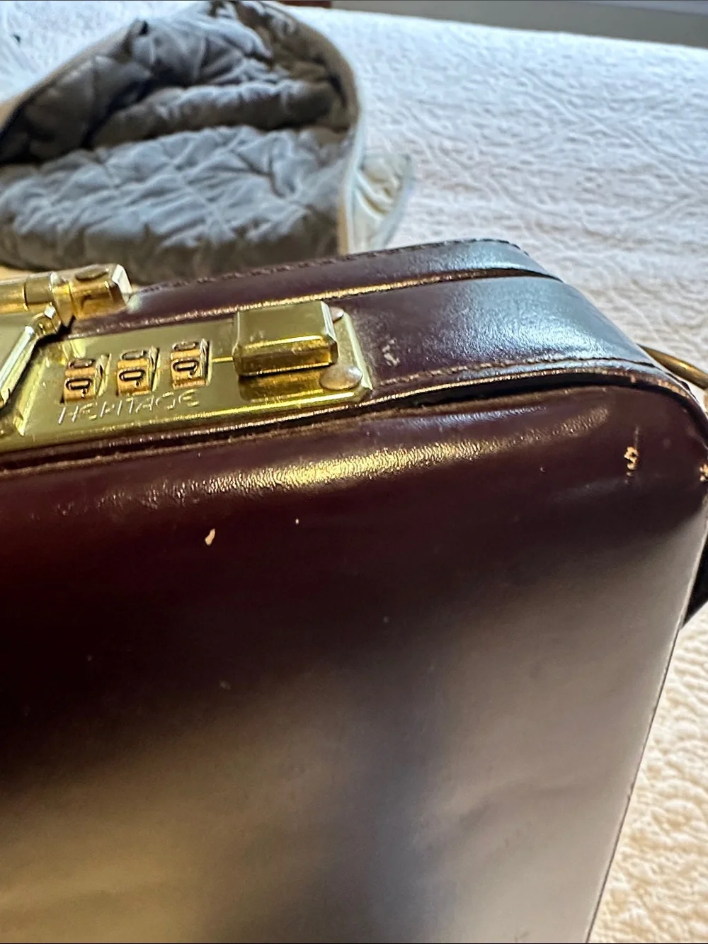 Heritage Black Leather Briefcase with Croc-Embossed Center